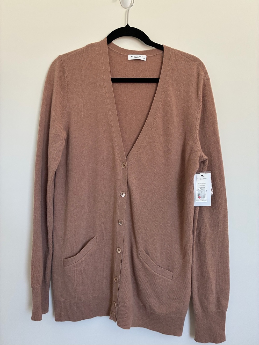 Equipment Long V-Neck Bethel Cardigan Camel size large
